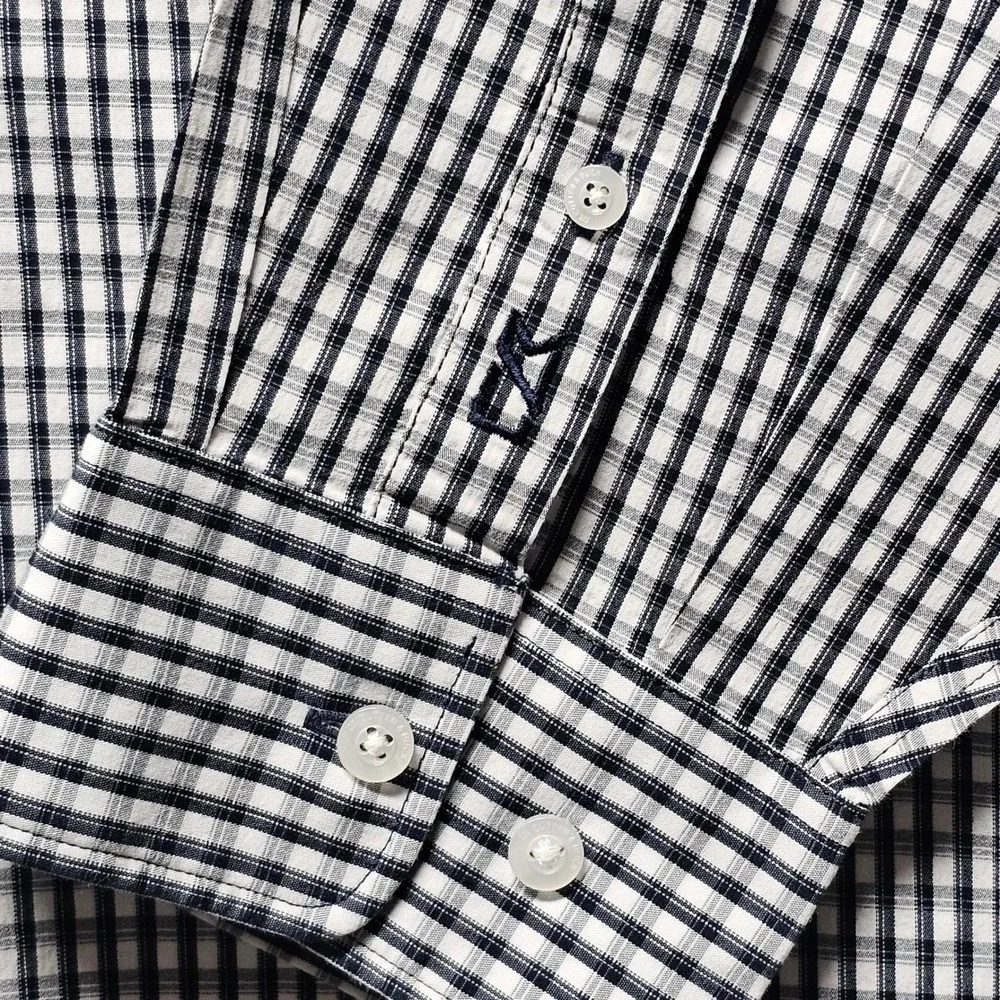 Cutter & Buck Mens 3XB Navy White Check Easy Care Stretch Button Down Shirt - Picture 7 of 9